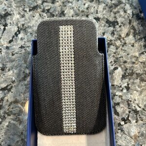 SWAROVSKI NEVER USED CARD HOLDER …W TAG..PERFECT CONDITION..DENIM W RHINESTONES